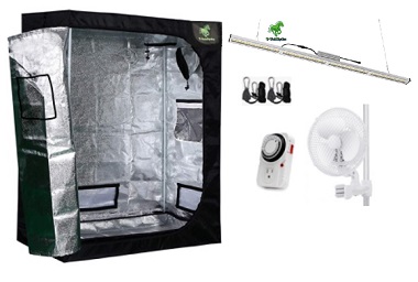 T-TekHydro Grow Tent 4 ft x 2 ft x 6 1/2 ft - LED Single BAR Grow Light - Kit